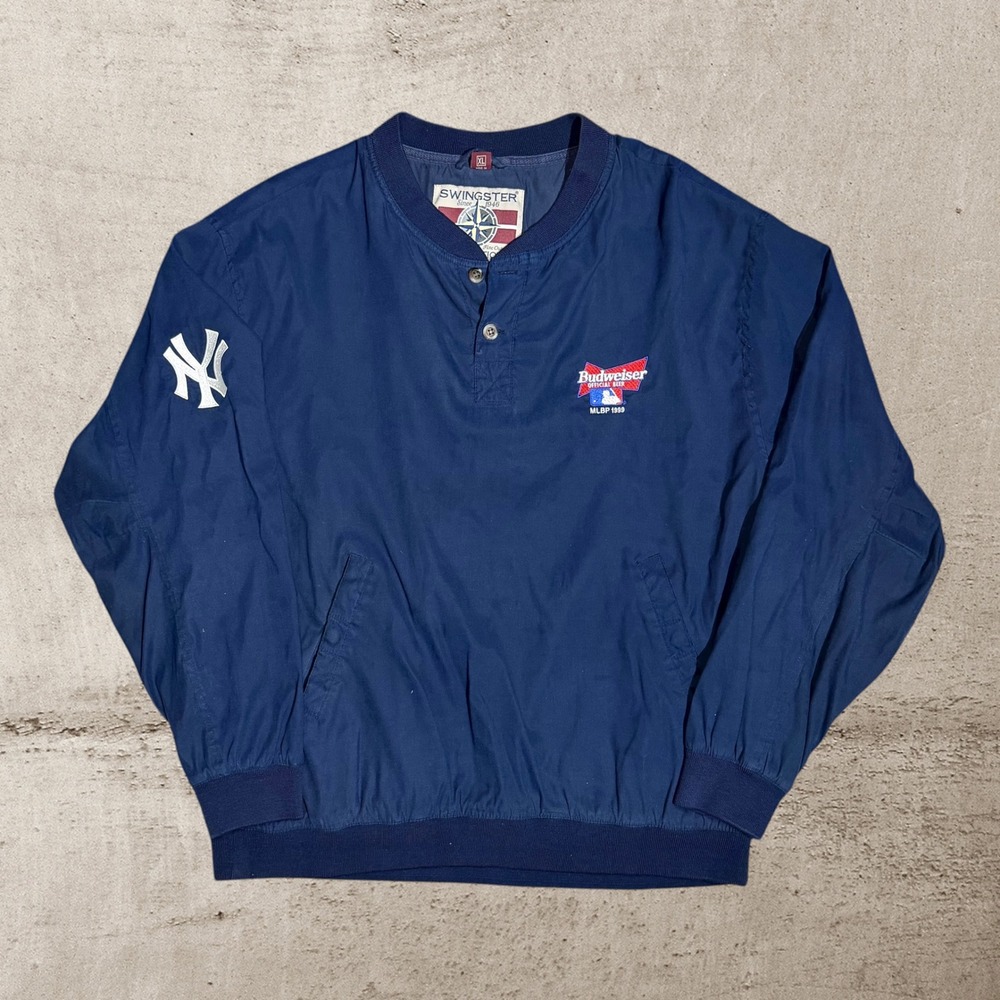 Vintage New York Yankees Pullover Men's XL Navy Swingster‎ Budweiser MLBP 1999